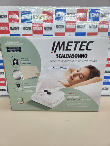 Imetec Adapto Recreo, Calientacamas doble 150 x 160 cm, Calentamiento rápido, Temperatura constante y personalizable, Tejido acolchado hipoalergénico lavable, Made in Italy, Control 6 temperaturas